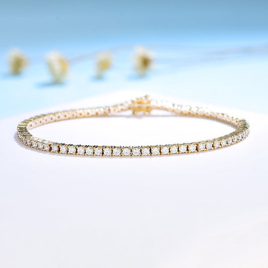 Moissanite tennis bracelet 3mm in silver gold and rose gold thin dainty and unisex sterling silver