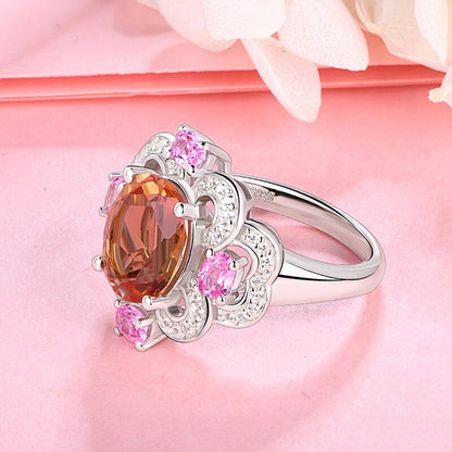 Zultanite ring large cocktail ring pink and orange 925 sterling silver