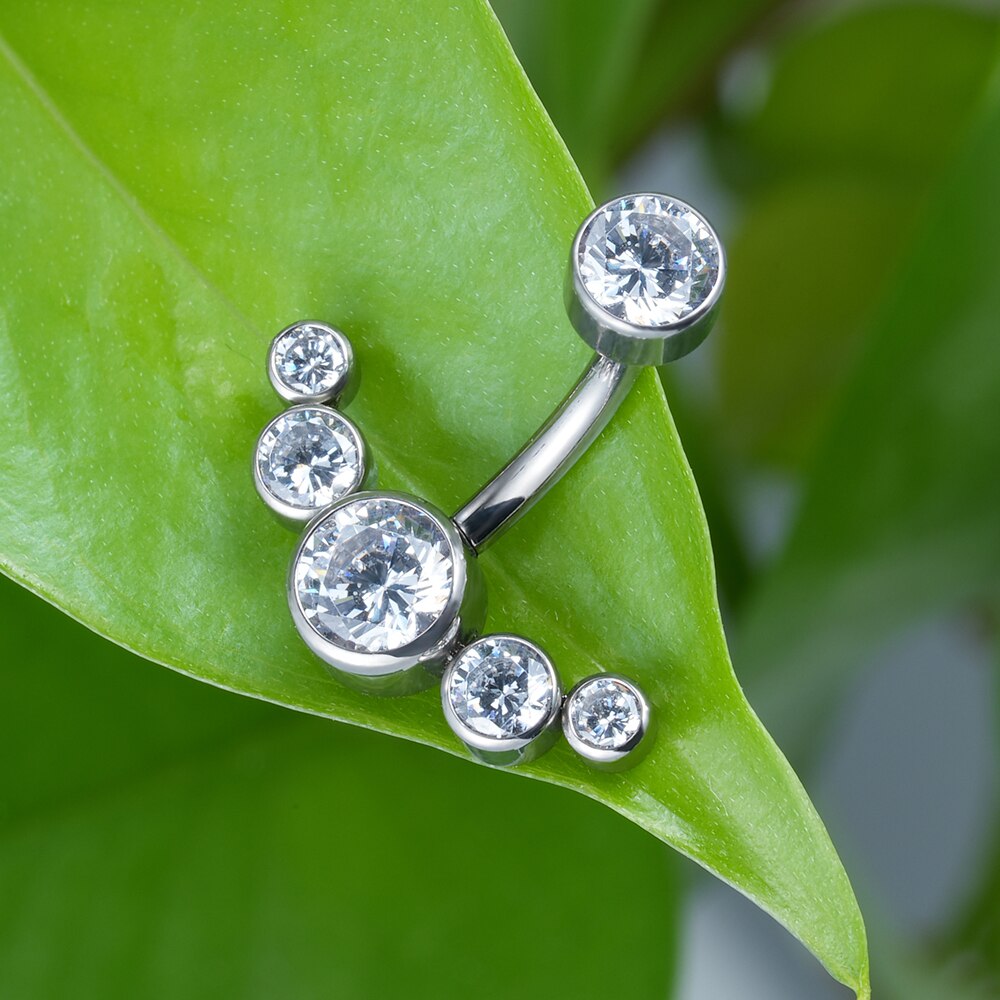 Cool belly button ring with CZ titanium 14G