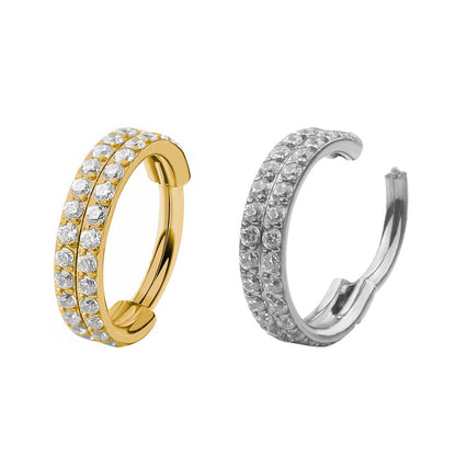 Fancy septum rings double layered with CZ