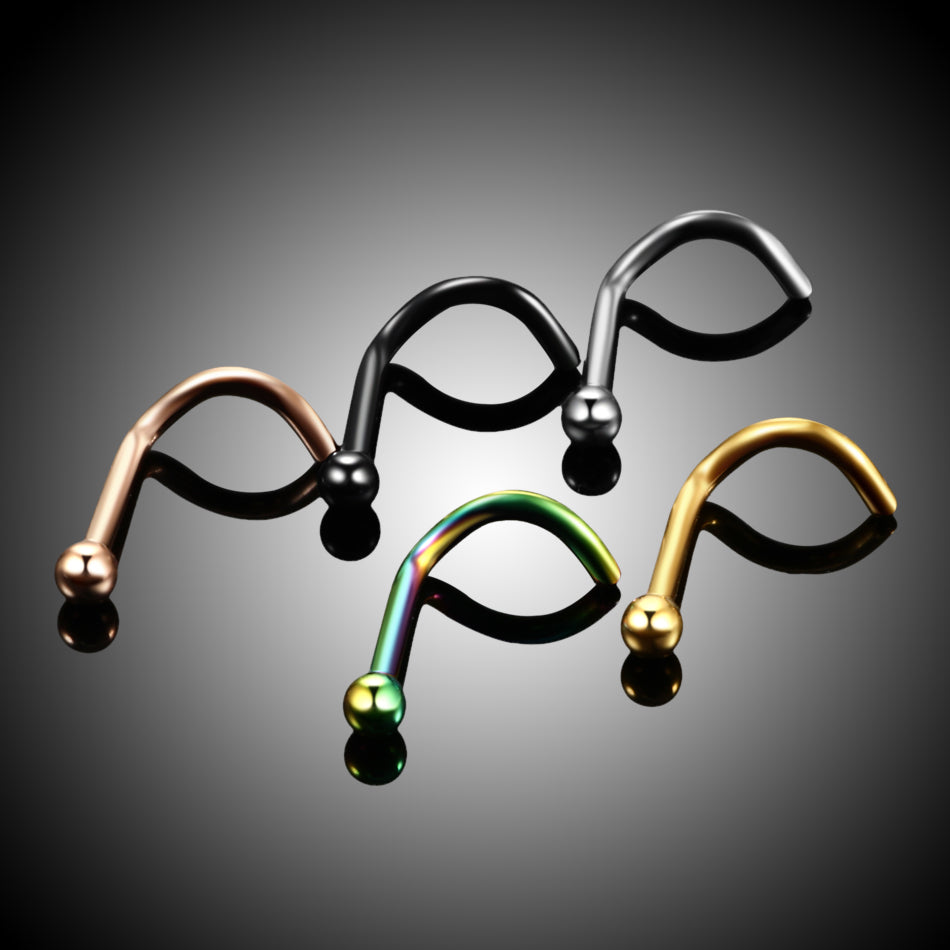 Twist nose stud with a ball  titanium 18G 20G