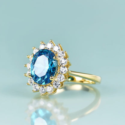 Princess Diana replica ring blue aquamarine ring
