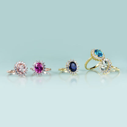 Princess Diana ring with natural green amethyst