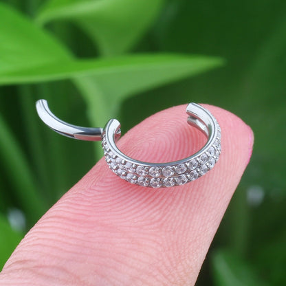 Fancy septum rings double layered with CZ