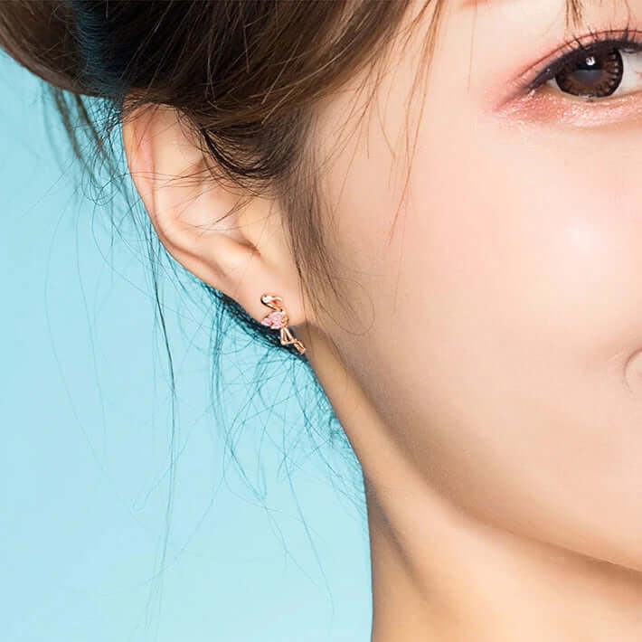 Rose gold flamingo earrings