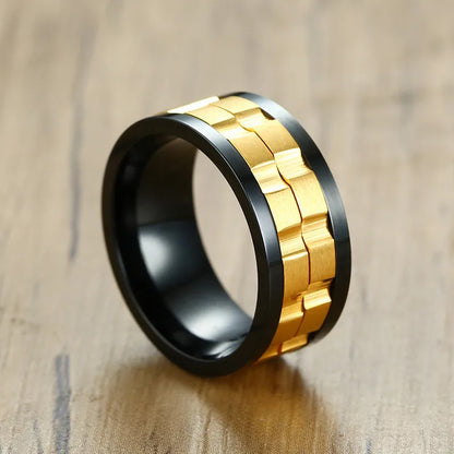 Fidget ring with gears gold silver gear ring spinner anxiety ring for men 9mm