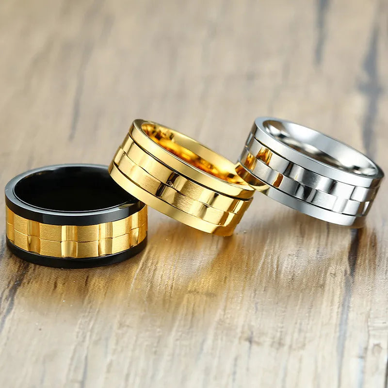 Fidget ring with gears gold silver gear ring spinner anxiety ring for men 9mm