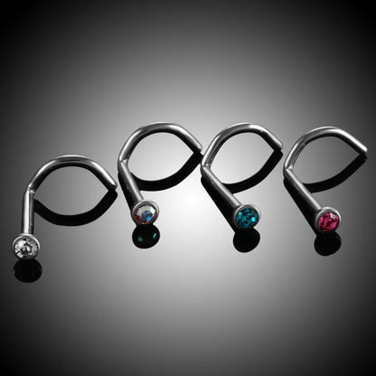Corkscrew nose piercing with colorful cz stones made of titanium