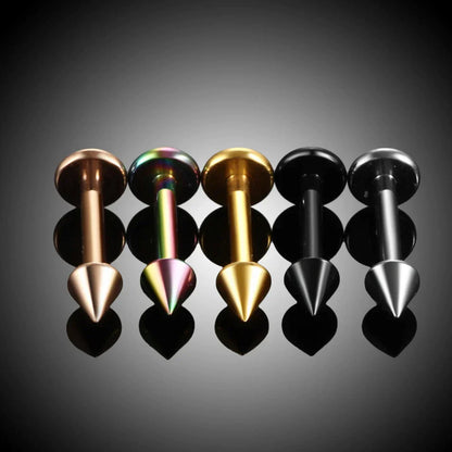Snake bite labret piercing titanium with spike labret stud 16G black stud