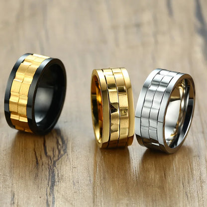 Fidget ring with gears gold silver gear ring spinner anxiety ring for men 9mm
