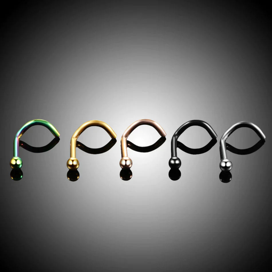 Twist nose stud with a ball  titanium 18G 20G