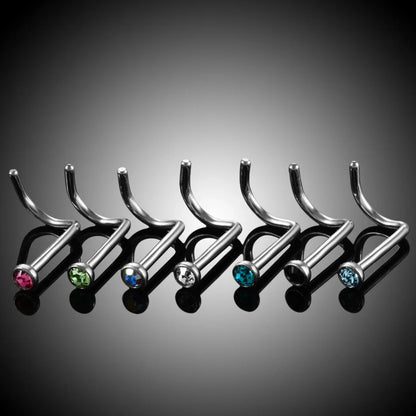 Corkscrew nose piercing with colorful cz stones made of titanium
