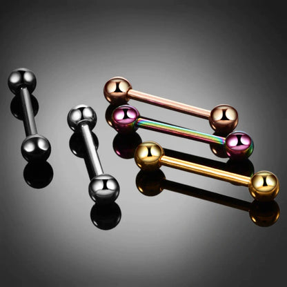 Industrial barbell titanium 16G 14G silver gold rose gold black rainbow male industrial piercing 34mm 36mm 38mm