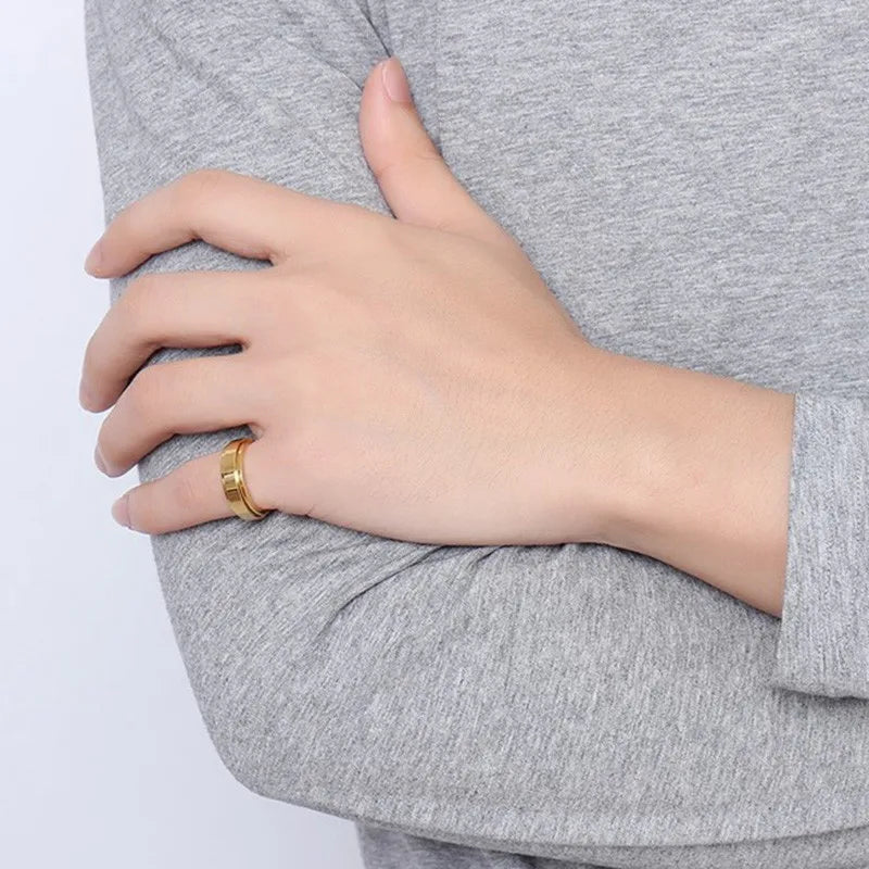 Custom fidget ring engraved spinner ring stainless steel men's women's engravable anxiety ring