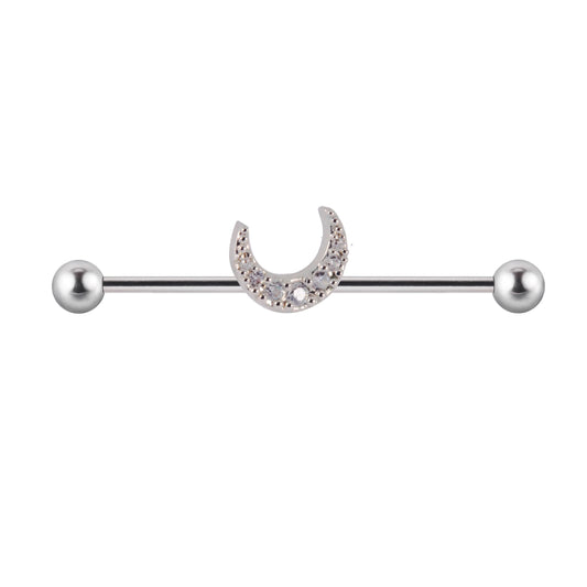 Moon industrial barbell unique industrial piercing titanium 14G 36mm