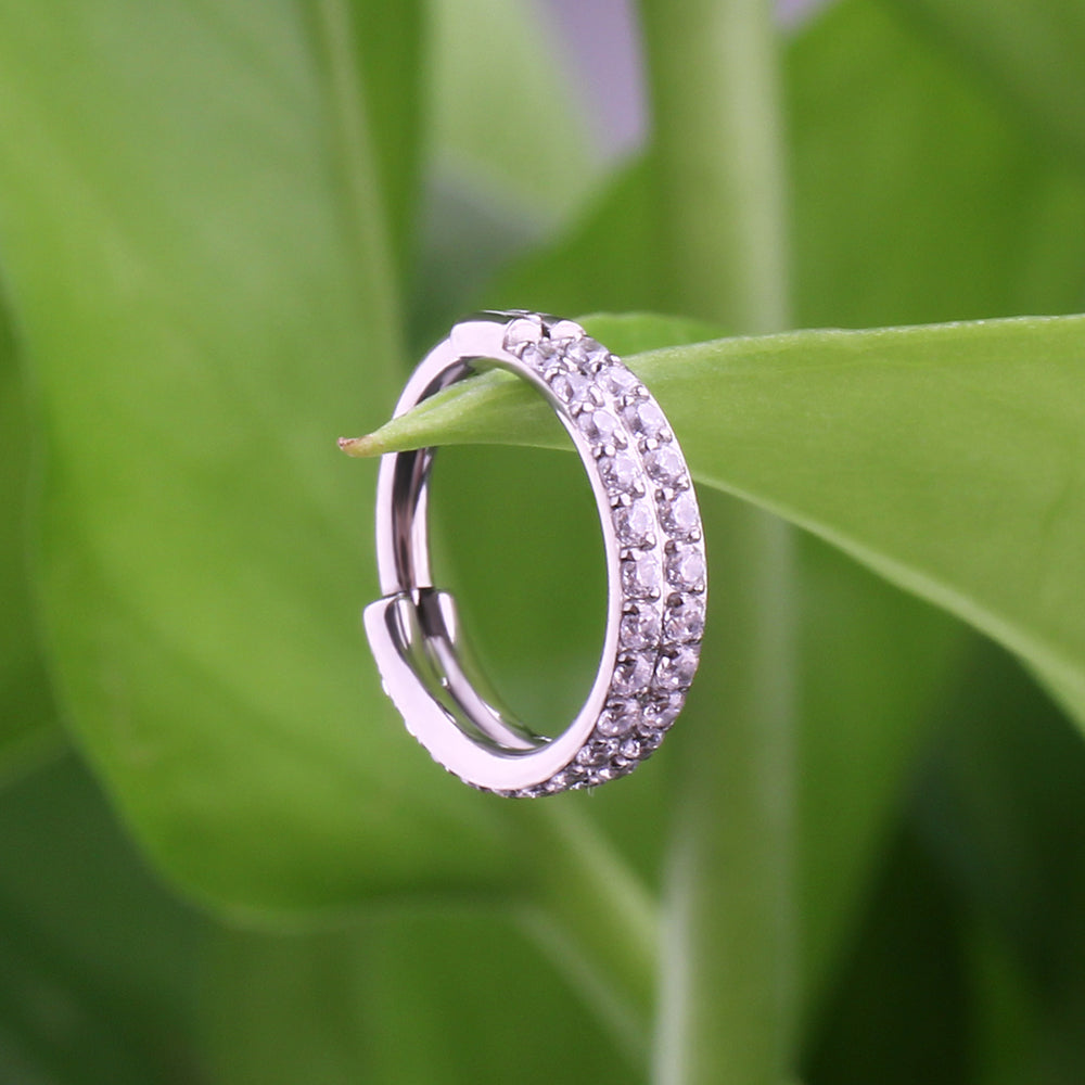 Fancy septum rings double layered with CZ