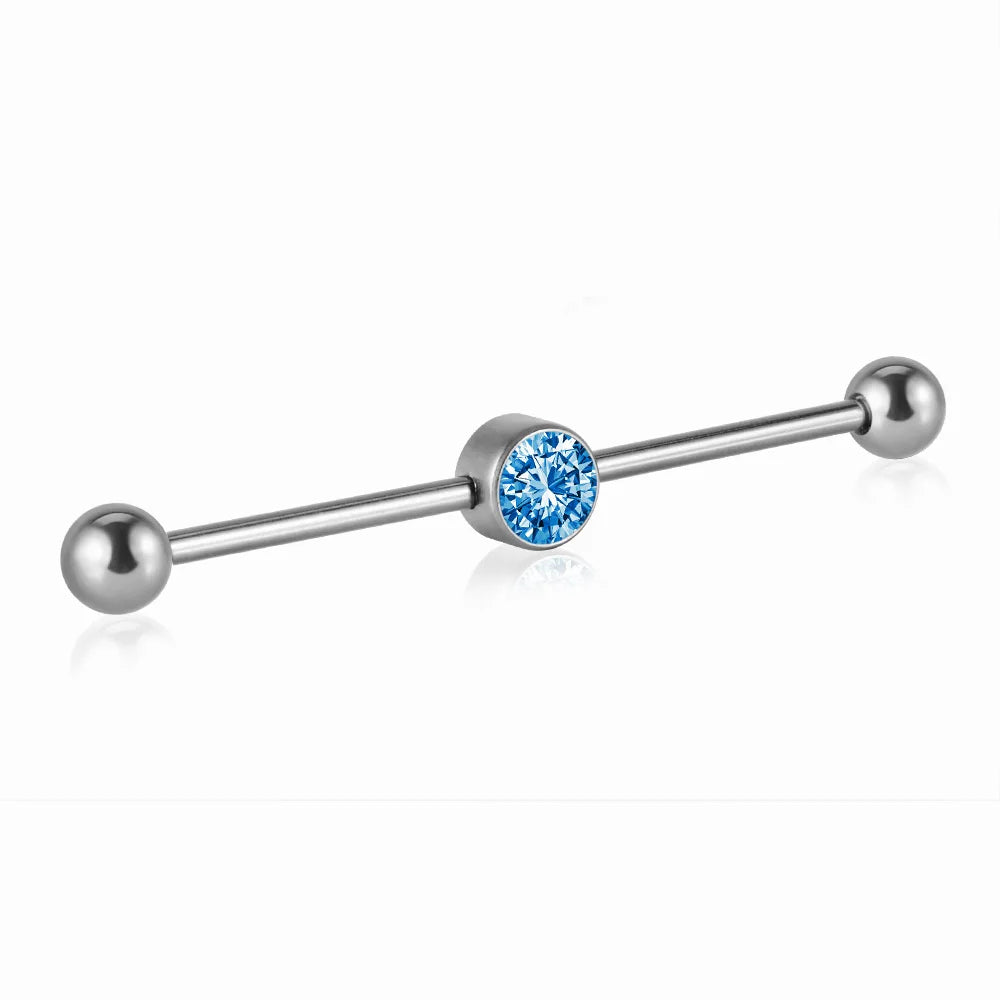 Opal industrial piercing titanium opal industrial barbell 14G 38mm white opal black opal