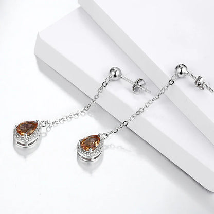 Zultanite earrings long drop silver