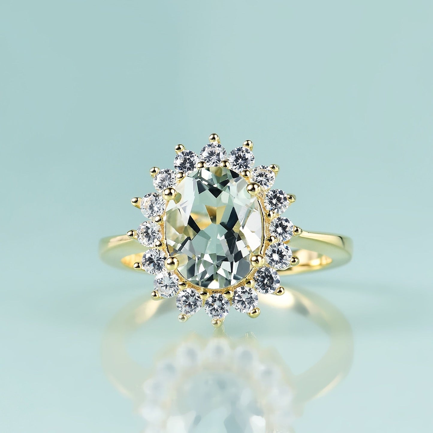 Princess Diana ring with natural green amethyst