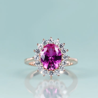 Princess Diana engagement ring pink sapphire 14K rose gold