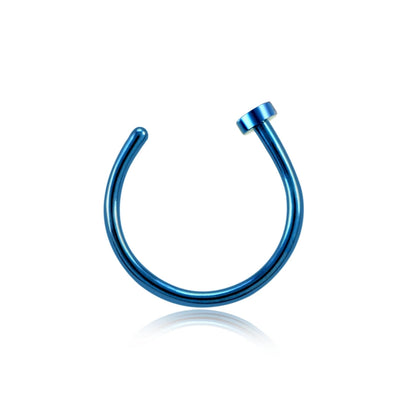 Half hoop nose ring with stud titanium 20G 18G black purple green blue nose piercing