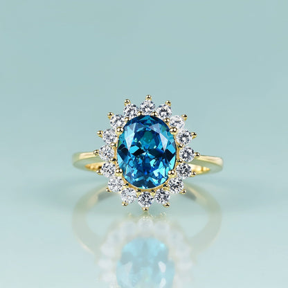 Princess Diana replica ring blue aquamarine ring