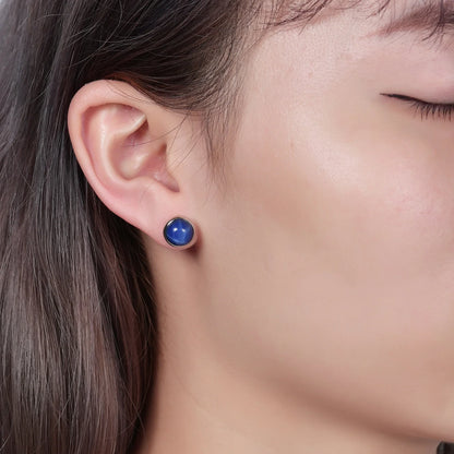 Star sapphire earrings blue ear studs cool ear studs for guys