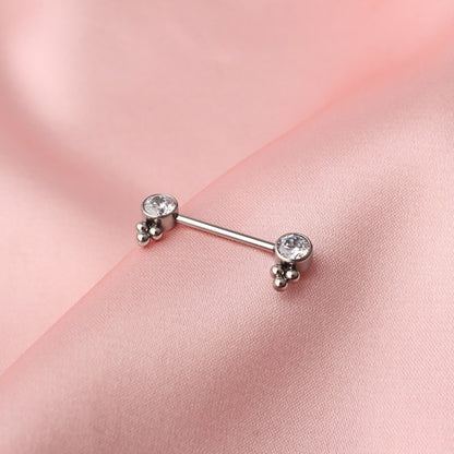 Implant-grade titanium nipple bar 14G 1 piece