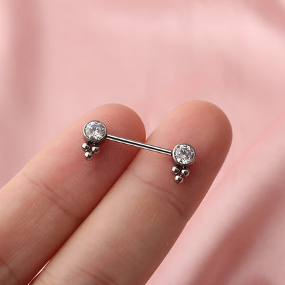 Implant-grade titanium nipple bar 14G 1 piece