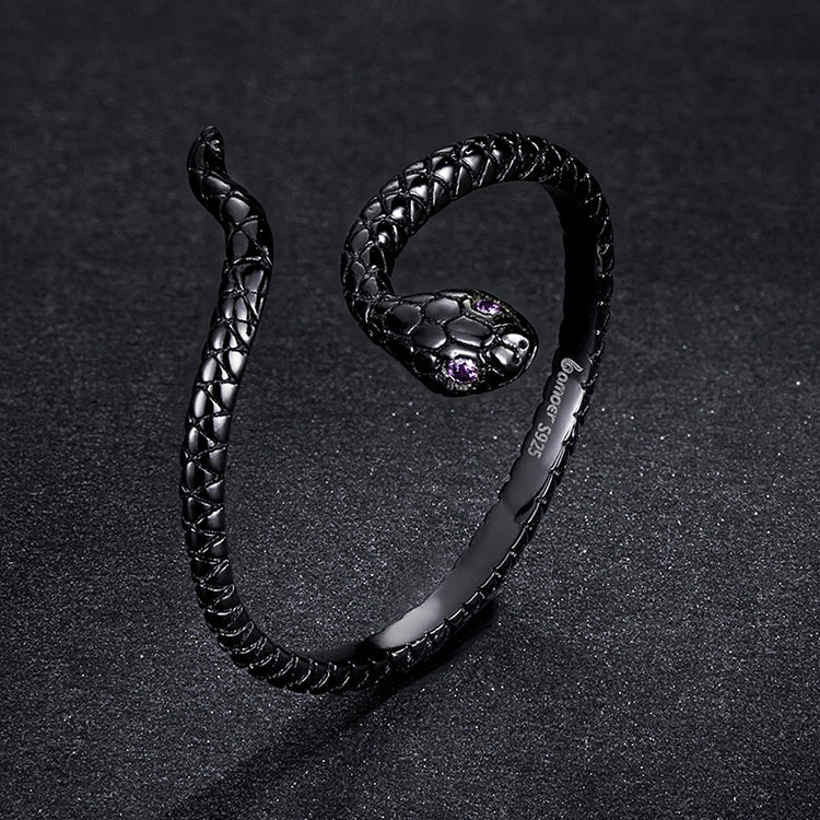 Black snake ring sterling silver adjustable