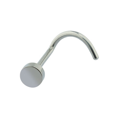 Tiny nose stud with a flat round disc titanium 18G 20G