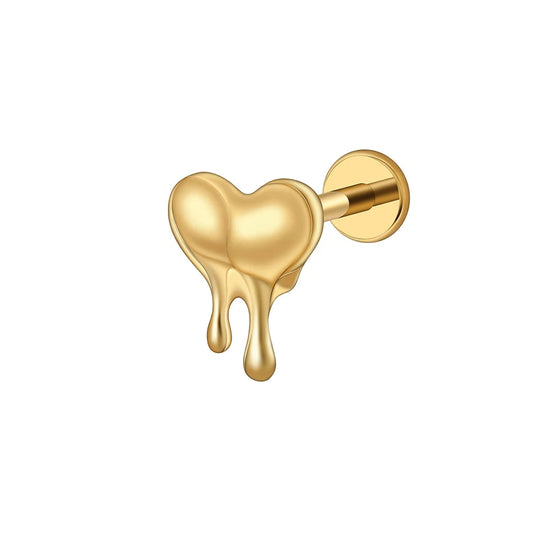 Heart shape nose stud melting heart gold silver cute nose stud titanium 16G
