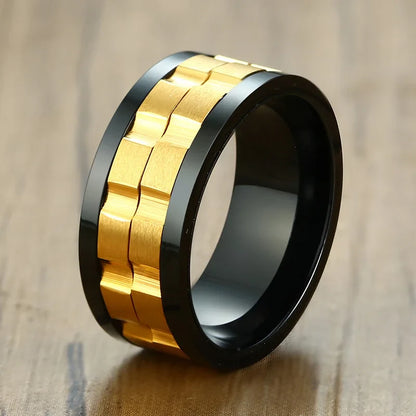 Fidget ring with gears gold silver gear ring spinner anxiety ring for men 9mm