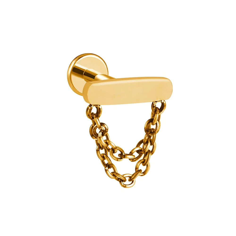 Helix stud earrings with chains implant-grade titanium 16 gauge internally threaded