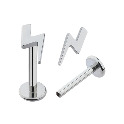 Helix stud with flash implant-grade titanium 16G internally threaded