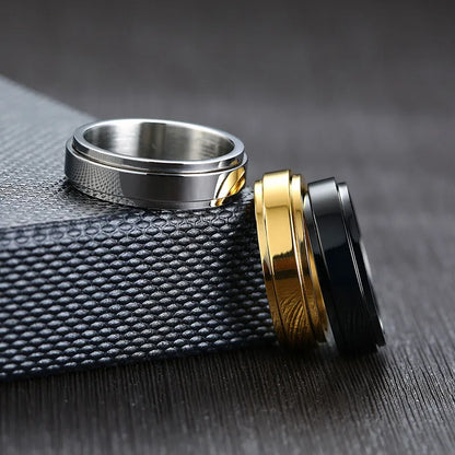 Custom fidget ring engraved spinner ring stainless steel men's women's engravable anxiety ring