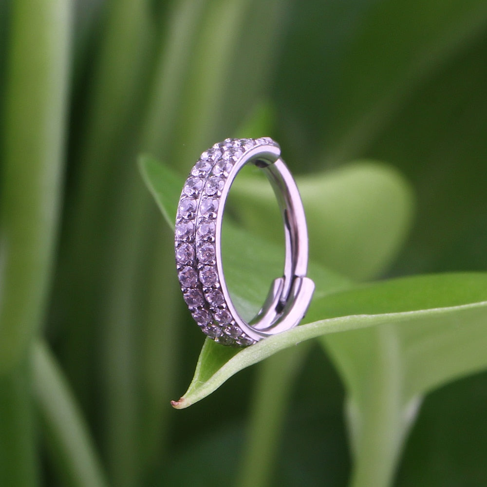 Fancy septum rings double layered with CZ