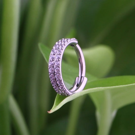 Fancy septum rings double layered with CZ