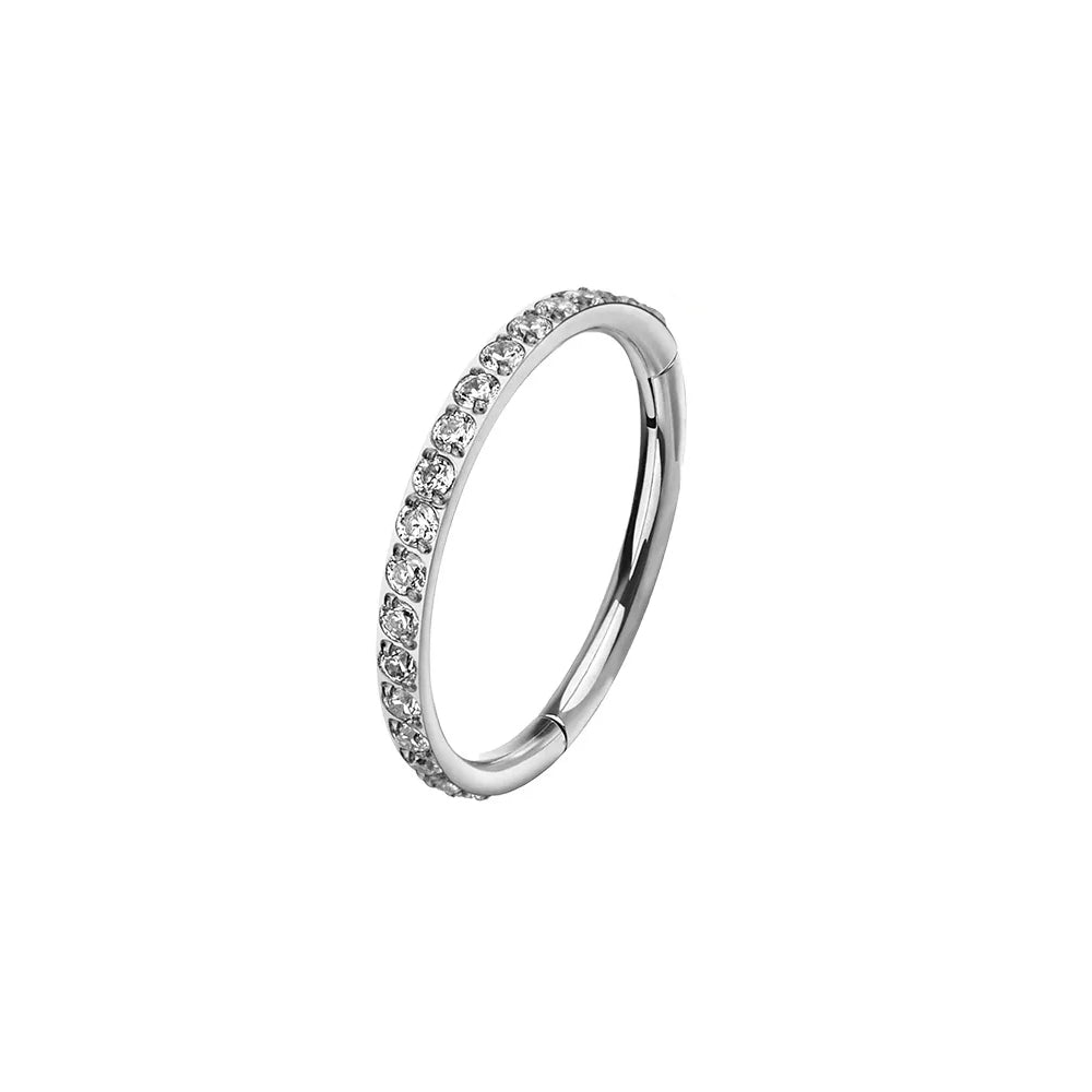 Hoop piercing with CZ for nose piercings helix piercings conch piercings made of titanium