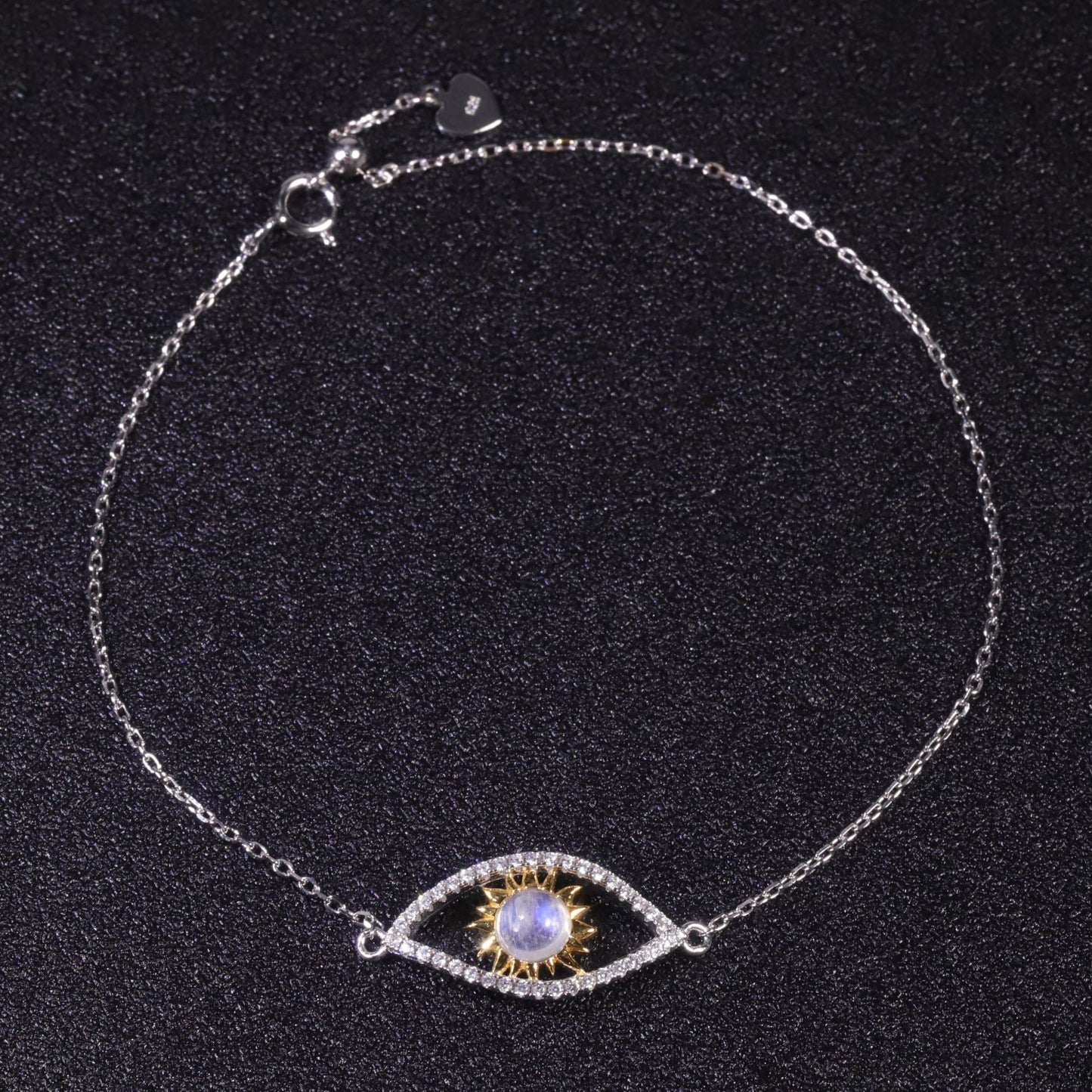 Evil Eye bracelet with a real moonstone silver moonstone bracelet birthstone bracelet