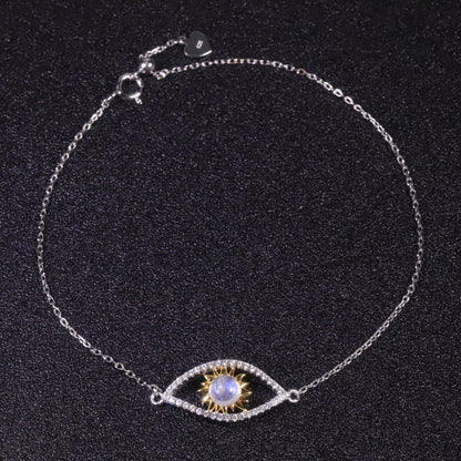 Evil Eye bracelet with a real moonstone silver moonstone bracelet birthstone bracelet