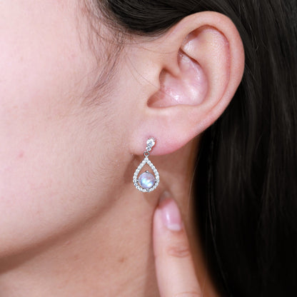 Moonstone teardrop earrings chandelier moonstone earrings moonstone diamond earrings