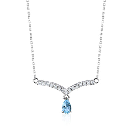 V-shape moonstone necklace curved bar necklace gift for her birthstone necklace