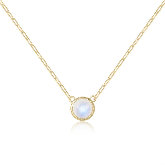 Moonstone gem necklace with a thick paperclip chain sterling silver necklace 45cm