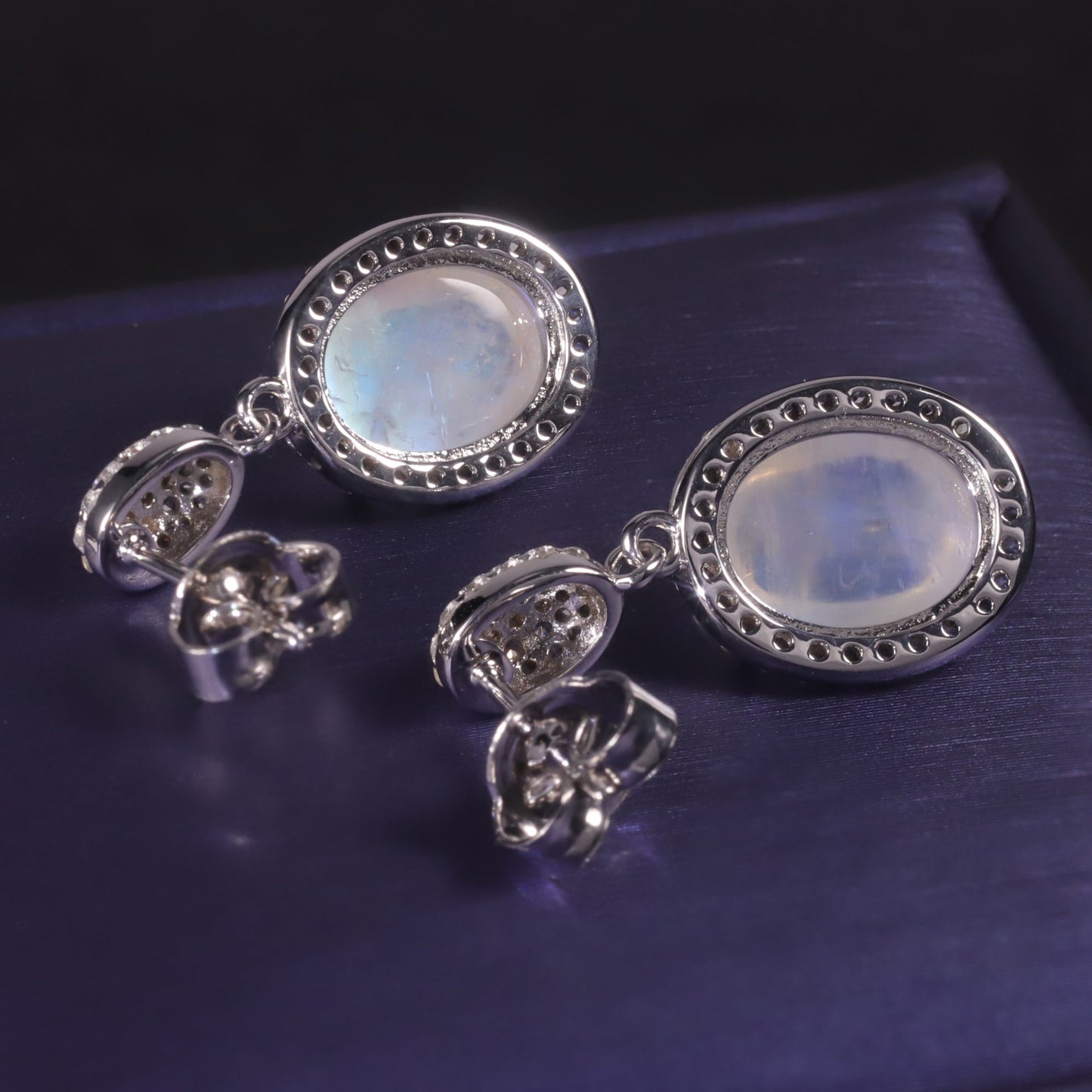 Large moonstone earrings with an oval moonstone dangle moonstone bridal earrings