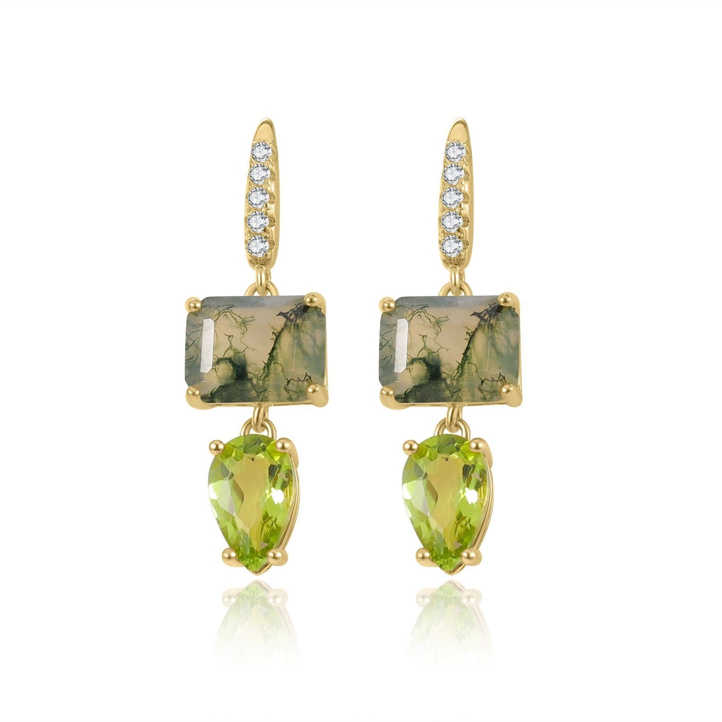 Moss agate drop earrings women's stud earrings beach earrings summer earrings