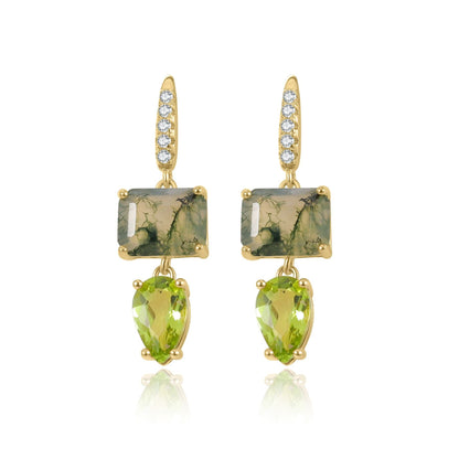 Moss agate drop earrings women's stud earrings beach earrings summer earrings