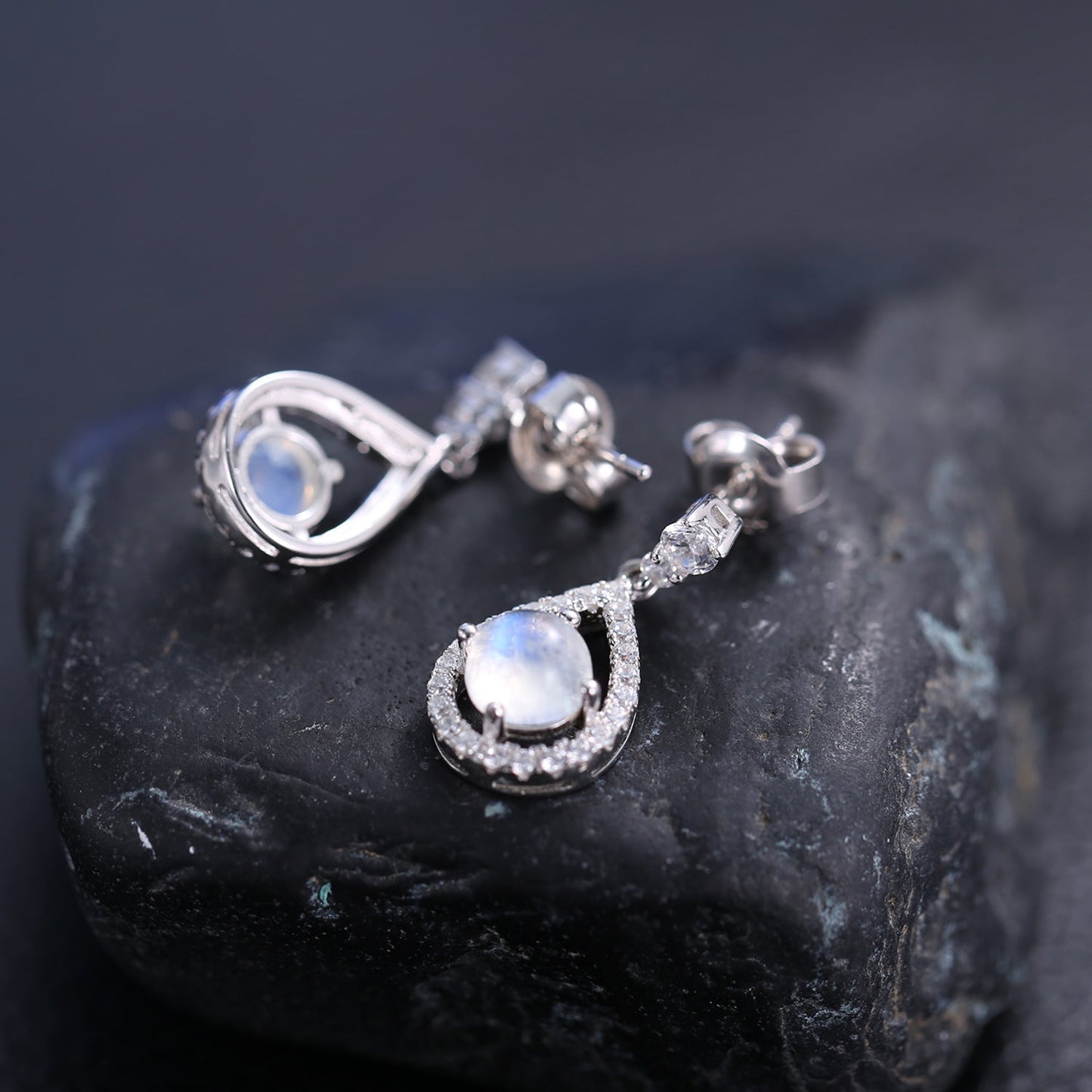 Moonstone teardrop earrings chandelier moonstone earrings moonstone diamond earrings