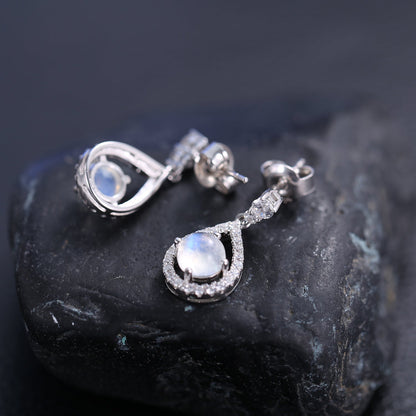 Moonstone teardrop earrings chandelier moonstone earrings moonstone diamond earrings