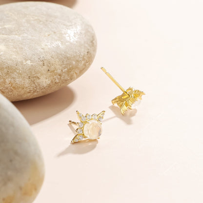 Moonstone stud earrings with natural blue moonstone gold earring studs small earrings